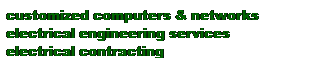 Text Box: customized computers & networks
electrical engineering services
electrical contracting
